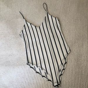 Gaze Black and White Striped Bodysuit